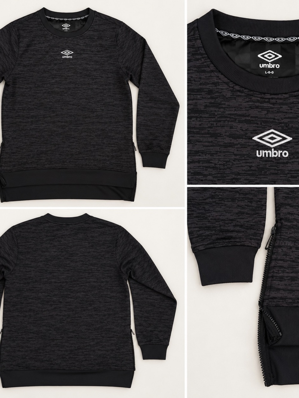 Umbro Men's Charcoal Black Crewneck Sweatshirt